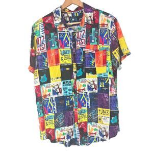 Disney‎ Pixar Soul Mens S Colorful Artsy Jazz Music Festival Button Down Shirt